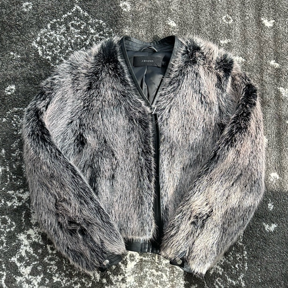 JBRAND Gray Faux Fur Jacket